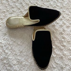 Espadrille velvet black and gold mules - size 40